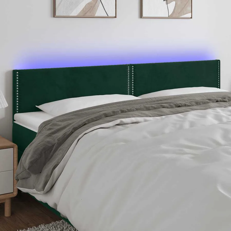 Tête de lit à LED Vert foncé 180x5x78/88 cm Velours