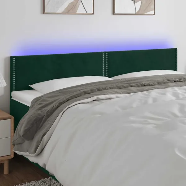 Tête de lit à LED Vert foncé 180x5x78/88 cm Velours