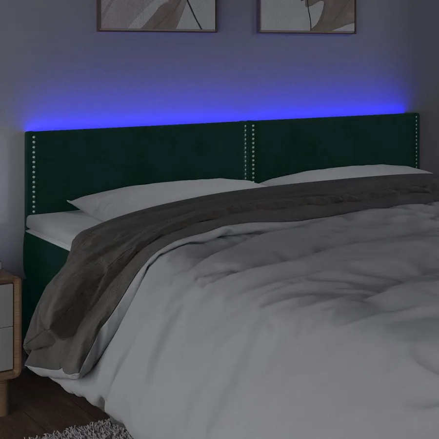 Tête de lit à LED Vert foncé 180x5x78/88 cm Velours - 3