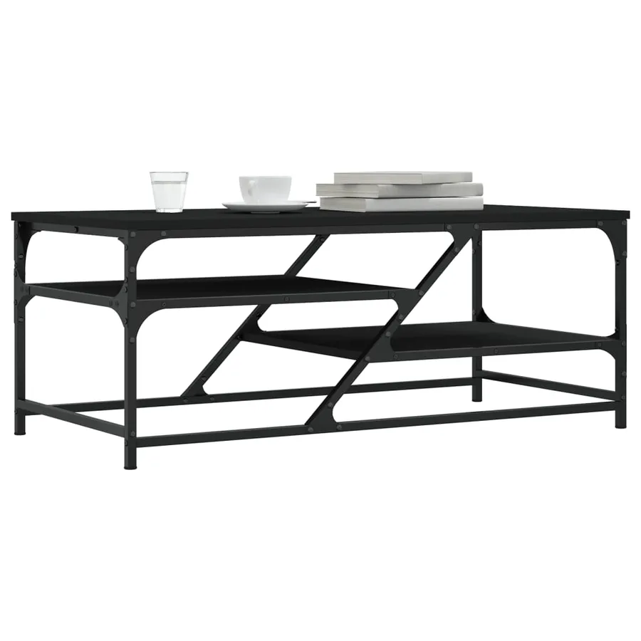 Table basse noir 100x49x40 cm bois d'ingénierie - 3