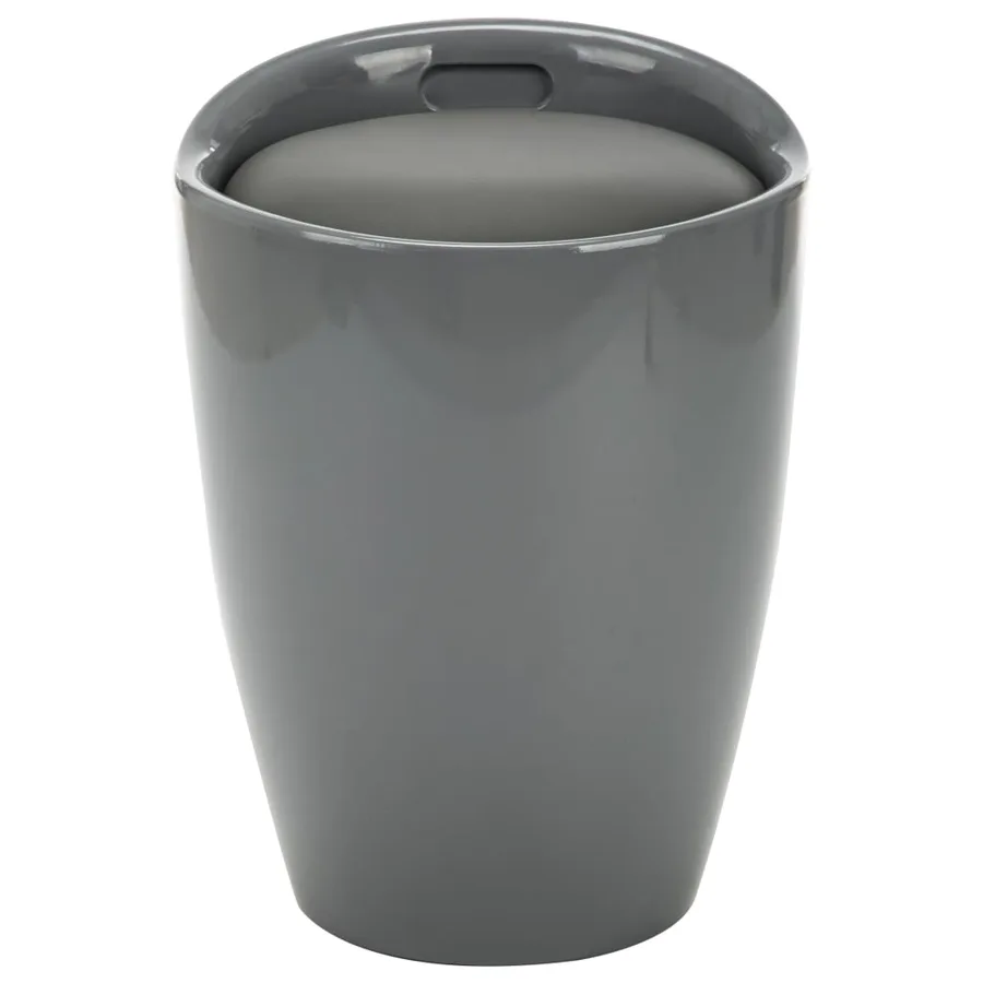Tabouret de rangement Gris Similicuir - 2