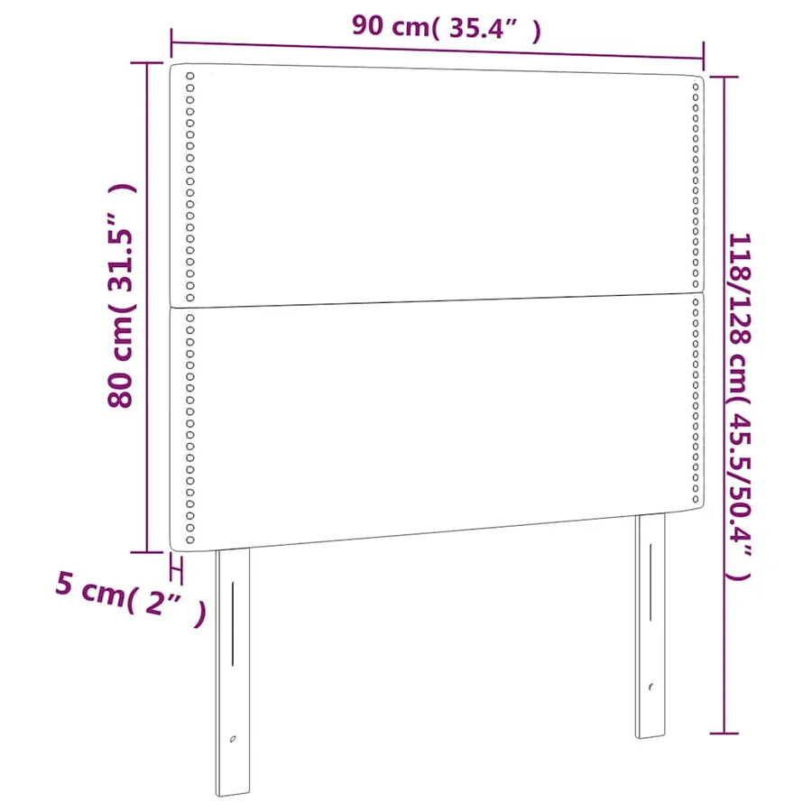 Tête de lit à LED Vert foncé 90x5x118/128 cm Velours - 7