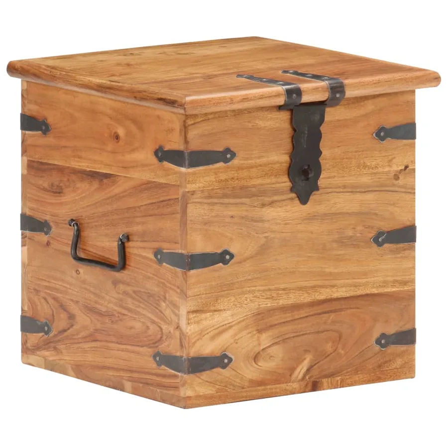 Coffre 40x40x40 cm Bois d'acacia solide - 12