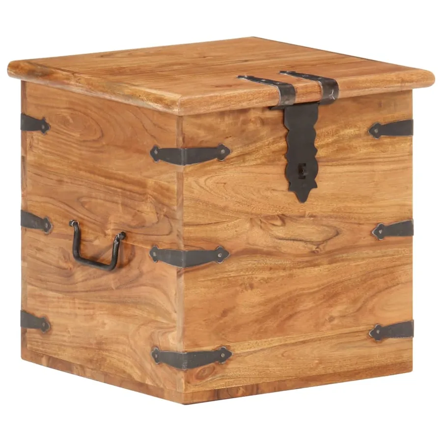Coffre 40x40x40 cm Bois d'acacia solide - 9