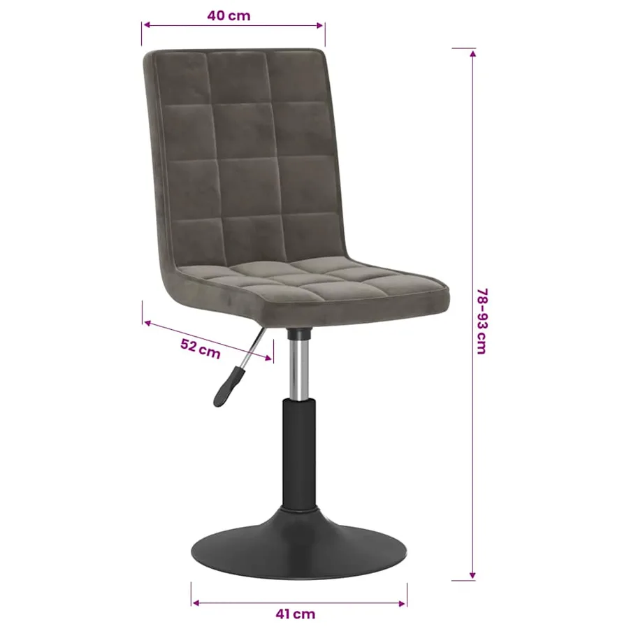 Chaises pivotantes à manger lot de 2 gris foncé velours - 10