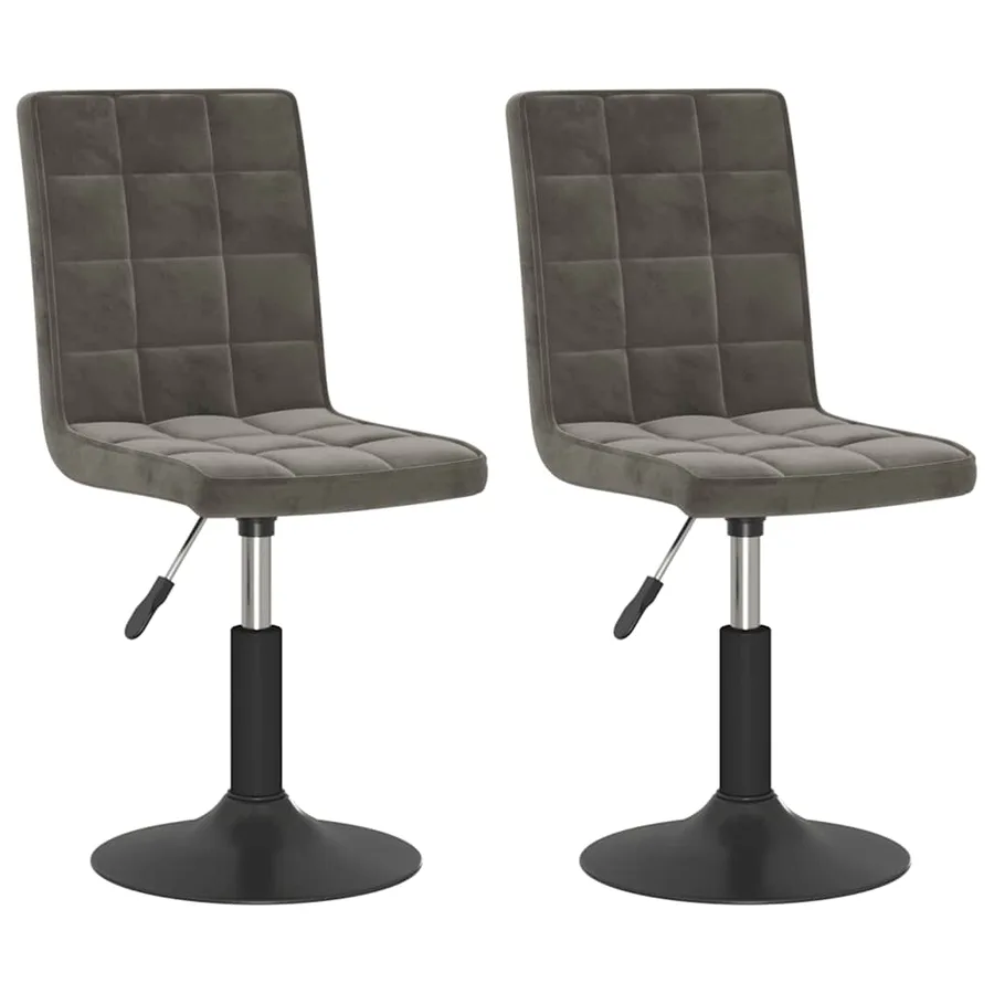Chaises pivotantes à manger lot de 2 gris foncé velours - 2