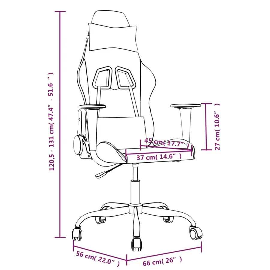 Chaise de jeu Noir et rouge bordeaux Similicuir - 14