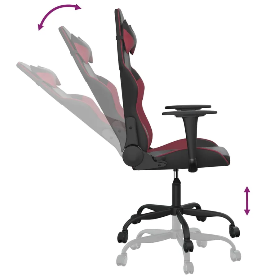 Chaise de jeu Noir et rouge bordeaux Similicuir - 6