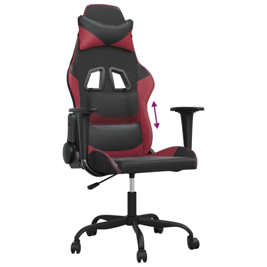 Chaise de jeu Noir et rouge bordeaux Similicuir - 7