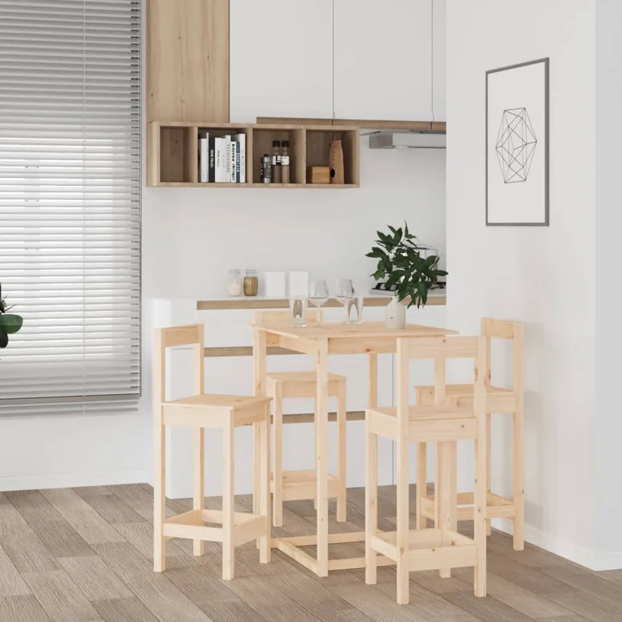 Ensemble de bar 5 pcs Bois de pin massif - 6