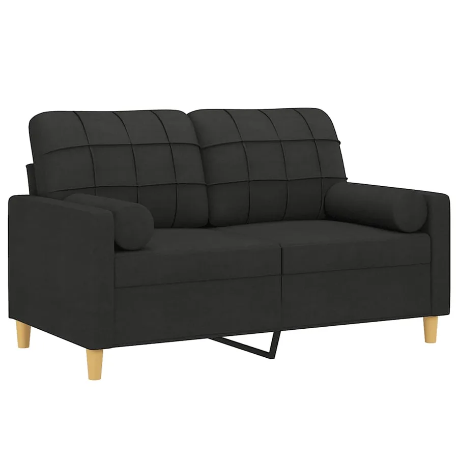 Canapé 2 places avec oreillers décoratifs noir 120 cm tissu - 3