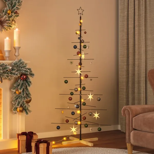 Arbre de Noël en métal avec base en bois noir 180 cm