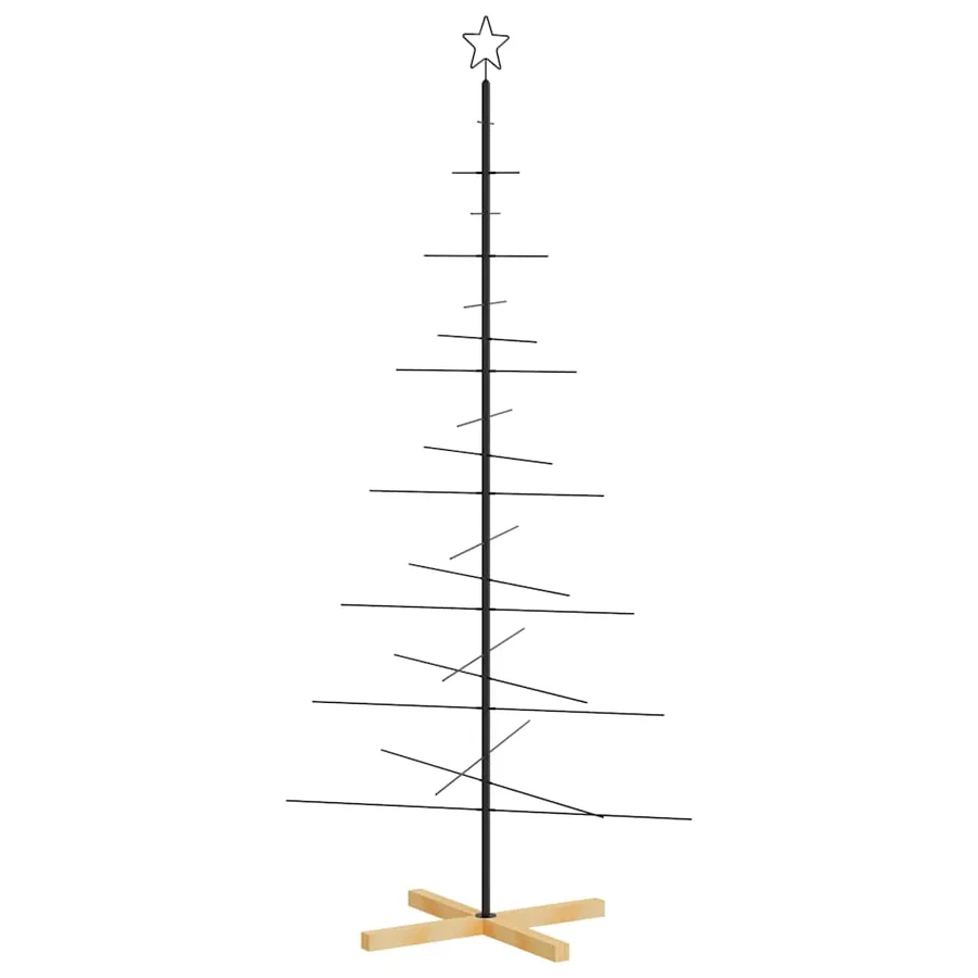 Arbre de Noël en métal avec base en bois noir 180 cm - 5