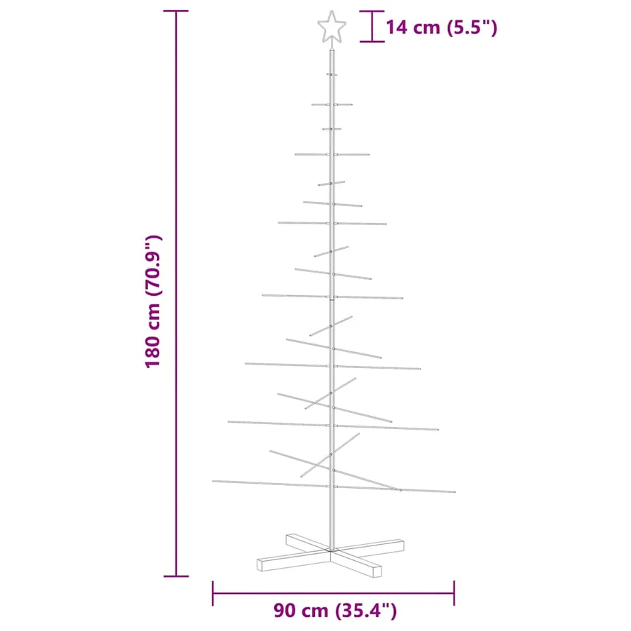 Arbre de Noël en métal avec base en bois noir 180 cm - 7