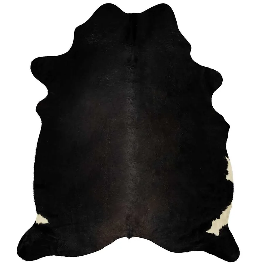 Tapis en peau de vache véritable noir 180x220 cm - 5