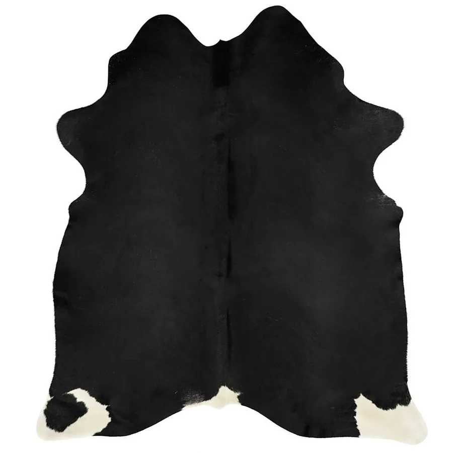 Tapis en peau de vache véritable noir 180x220 cm - 7