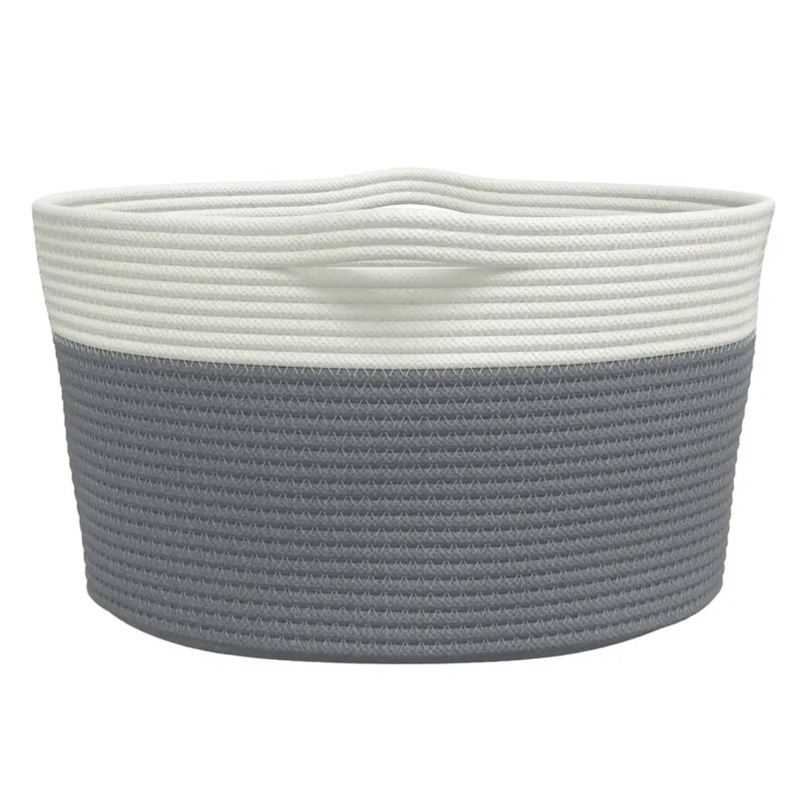Panier de rangement gris et blanc Ø40x25 cm coton - 5