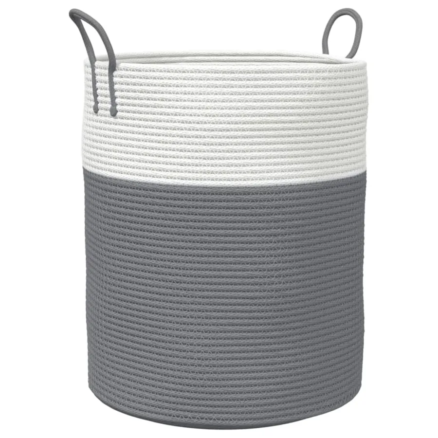 Panier de rangement gris et blanc Ø38x46 cm coton - 2
