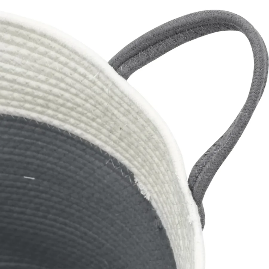 Panier de rangement gris et blanc Ø38x46 cm coton - 6