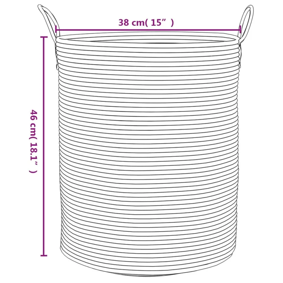 Panier de rangement gris et blanc Ø38x46 cm coton - 9
