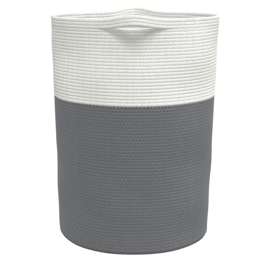 Panier de rangement gris et blanc Ø49x65 cm coton - 5