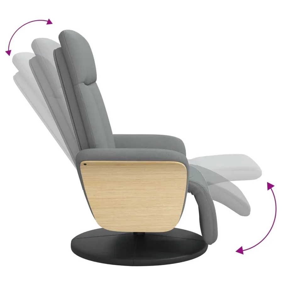 Fauteuil inclinable avec repose-pieds gris clair tissu - 7