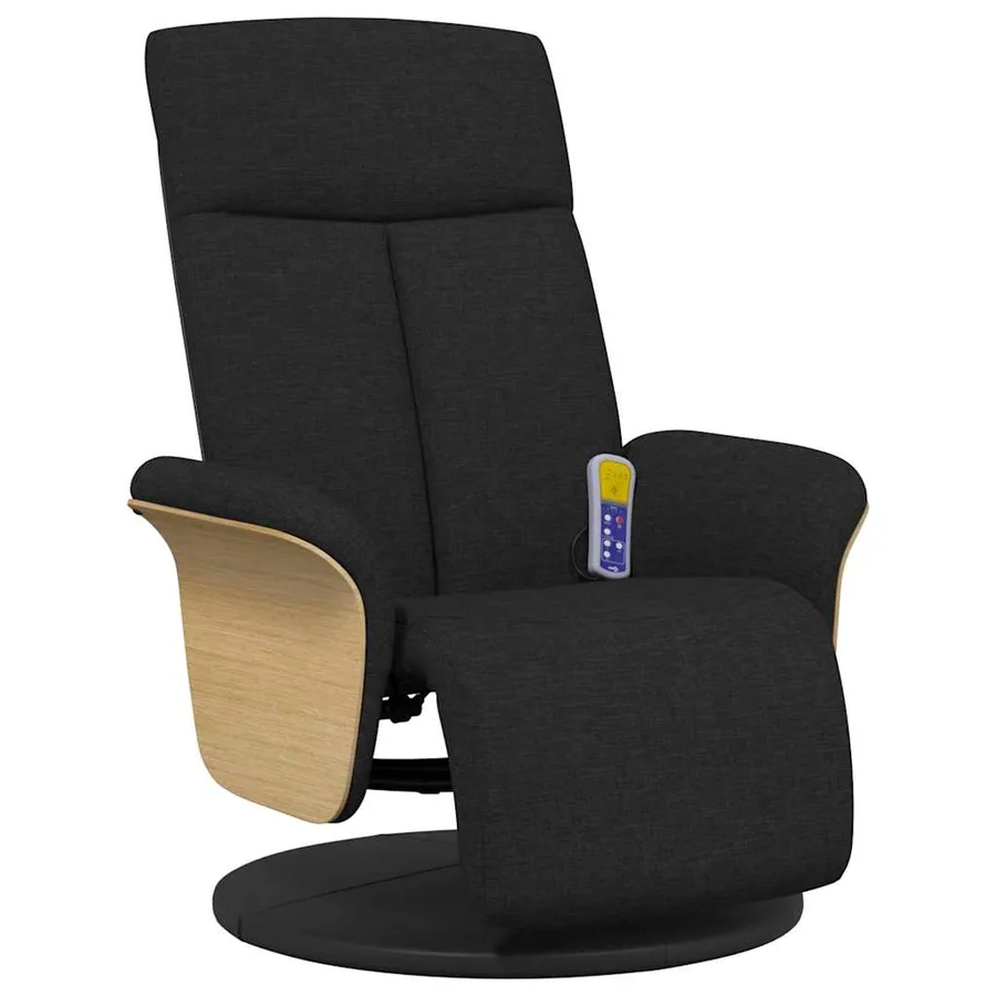 Fauteuil inclinable de massage avec repose-pieds noir tissu - 4