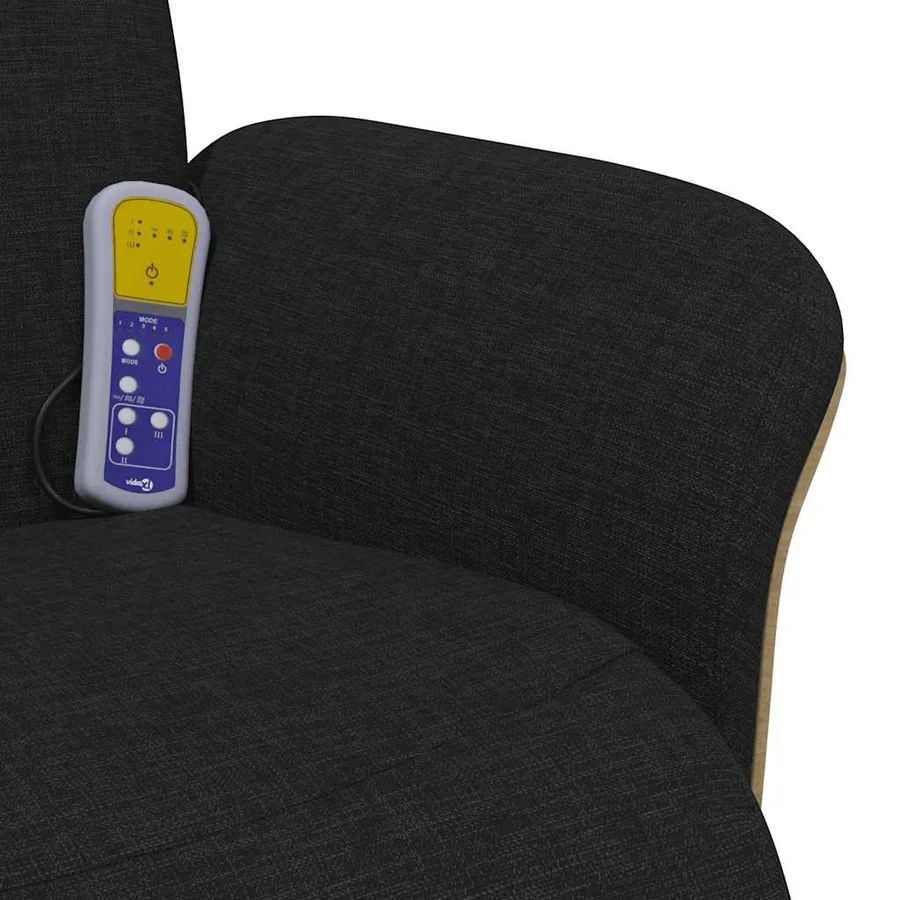 Fauteuil inclinable de massage avec repose-pieds noir tissu - 9