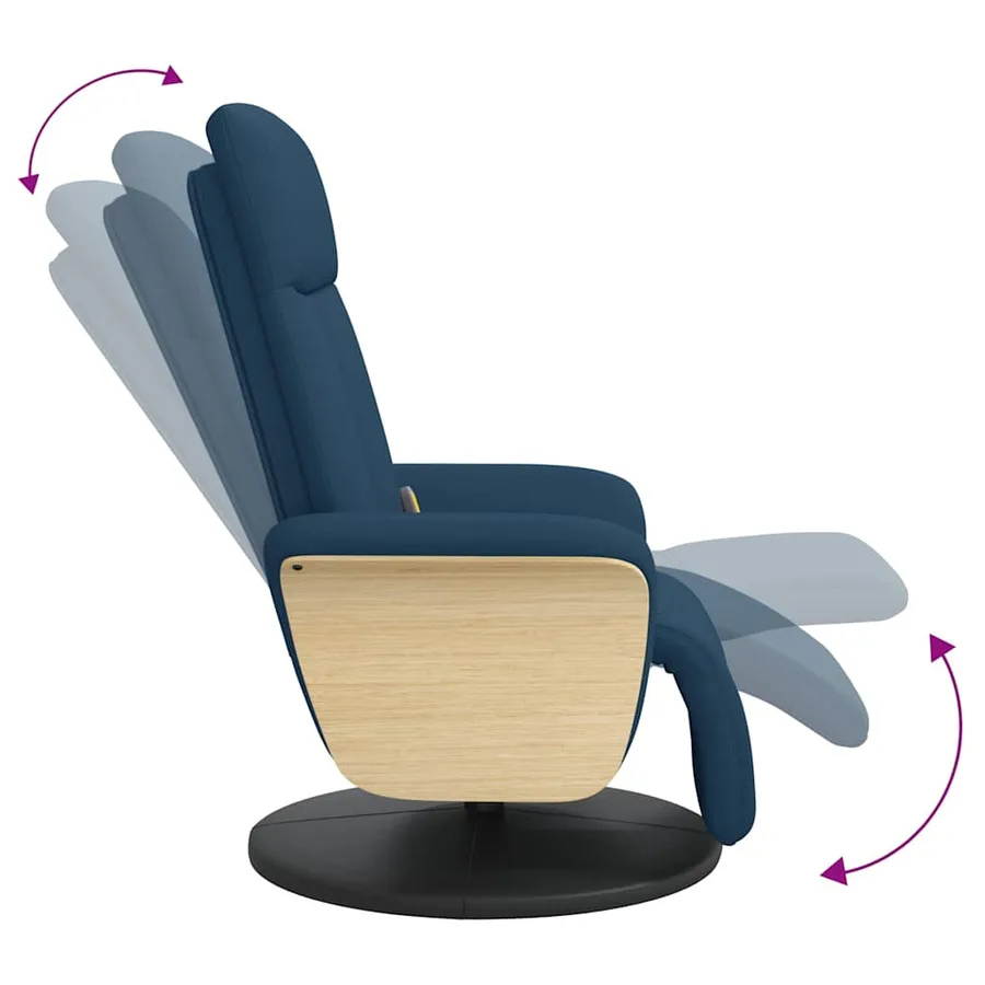 Fauteuil inclinable de massage avec repose-pieds bleu tissu - 7
