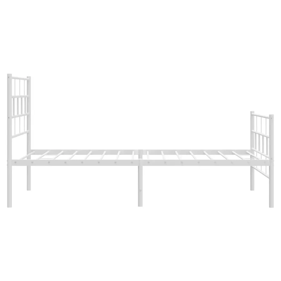 Cadre de lit métal sans matelas et pied de lit blanc 107x203 cm - 6
