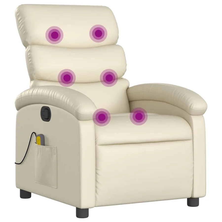 Fauteuil de massage inclinable crème similicuir - 2