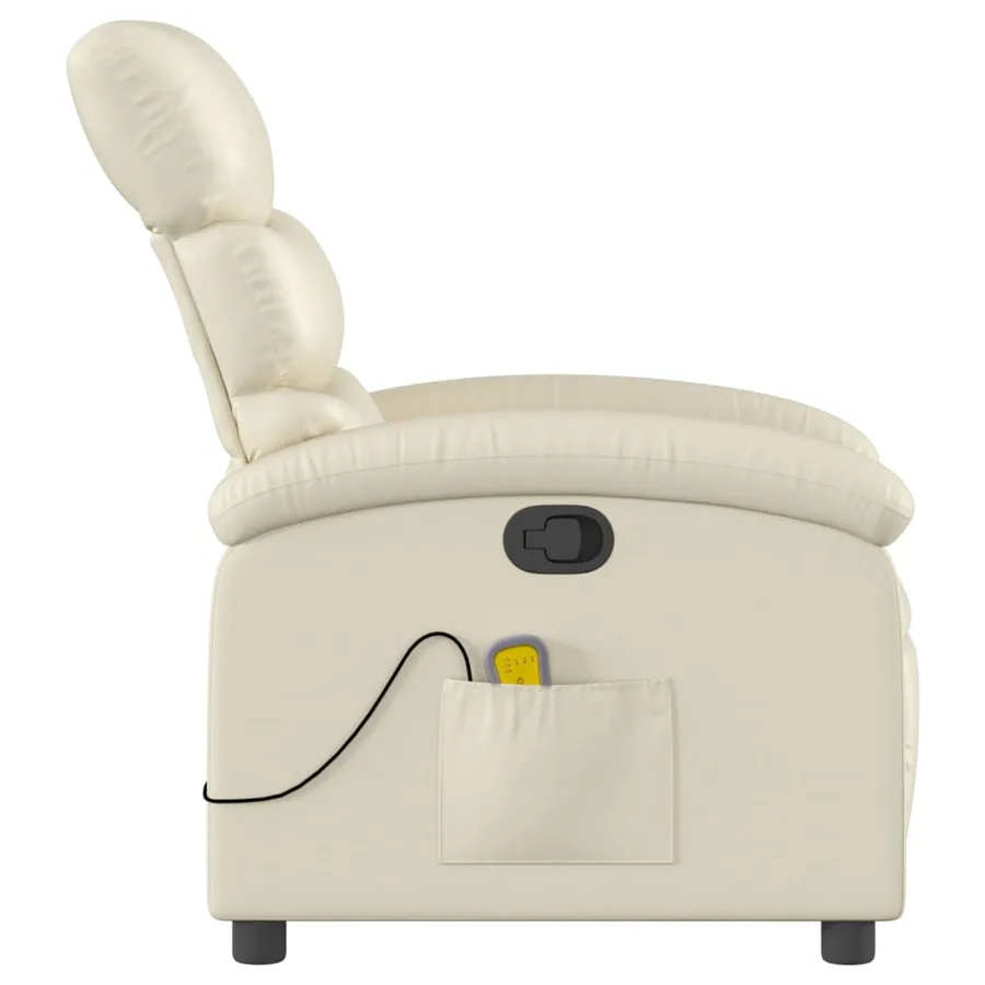 Fauteuil de massage inclinable crème similicuir - 5