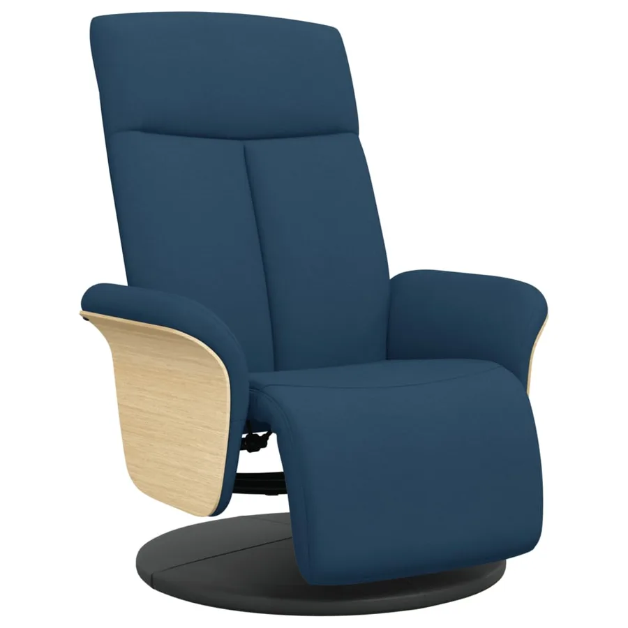 Fauteuil inclinable avec repose-pieds bleu tissu - 2