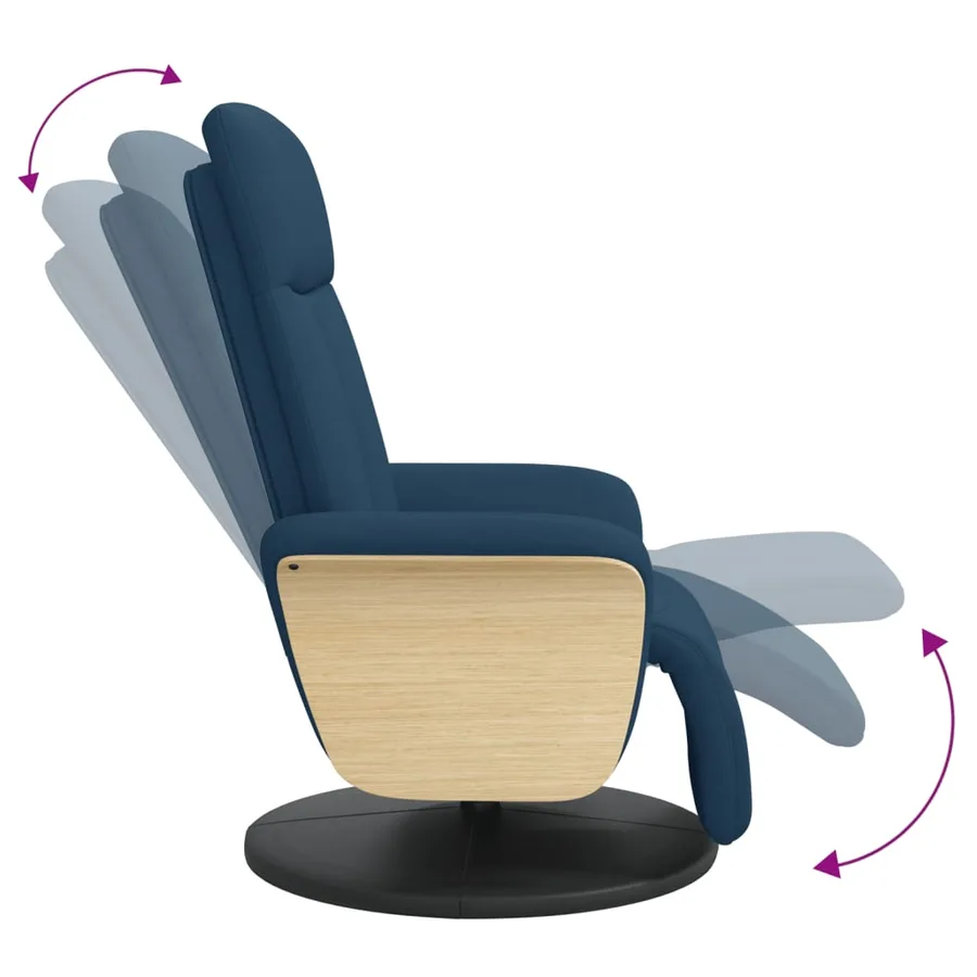 Fauteuil inclinable avec repose-pieds bleu tissu - 7