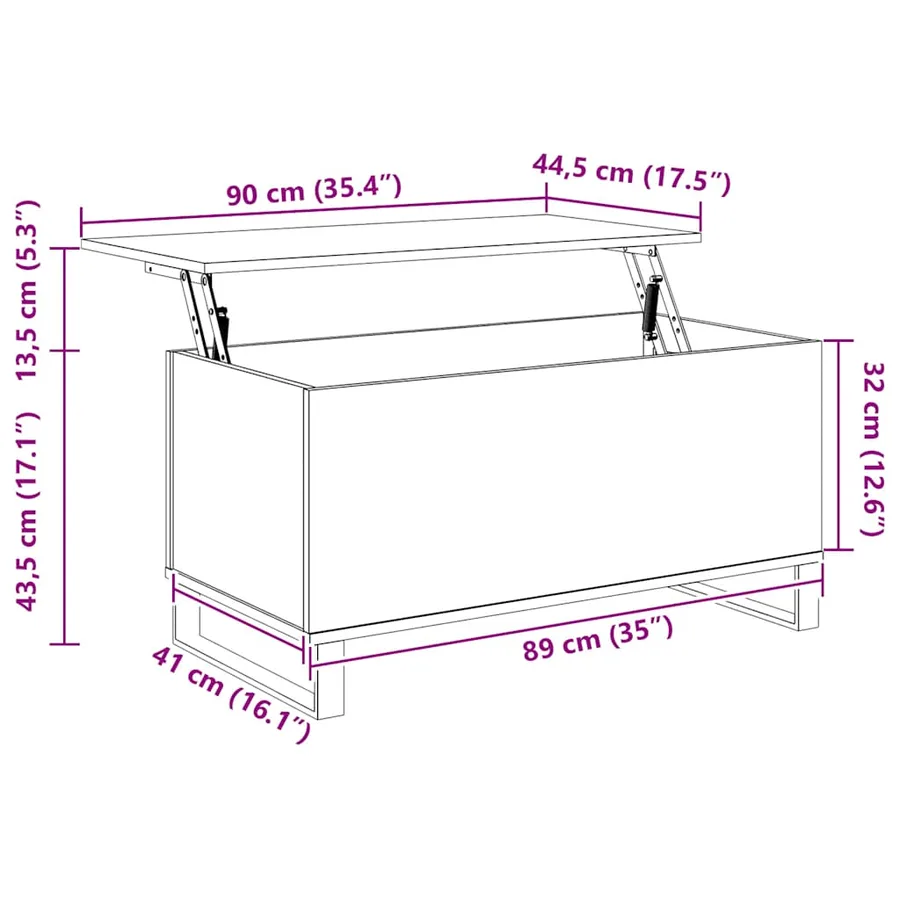 Table basse Chêne fumé 90x44,5x45 cm Bois d'ingénierie - 11