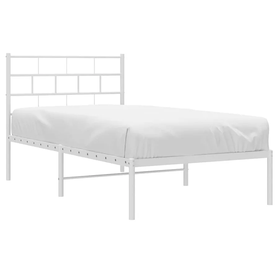 Cadre de lit métal sans matelas et tête de lit blanc 100x200 cm - 3