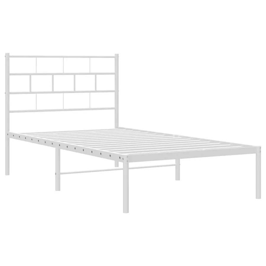 Cadre de lit métal sans matelas et tête de lit blanc 100x200 cm - 5