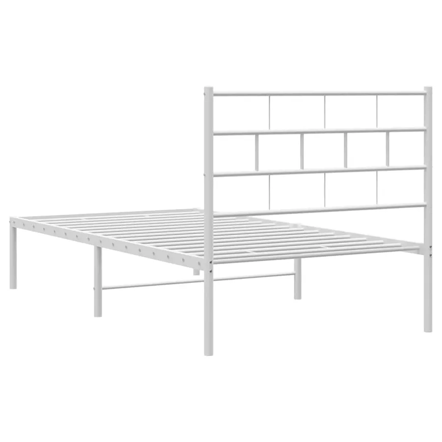 Cadre de lit métal sans matelas et tête de lit blanc 100x200 cm - 8
