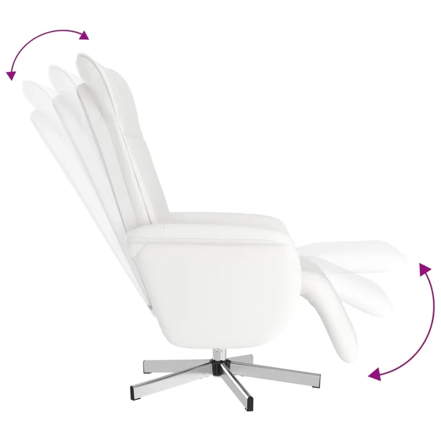 Fauteuil inclinable avec repose-pieds blanc similicuir - 6