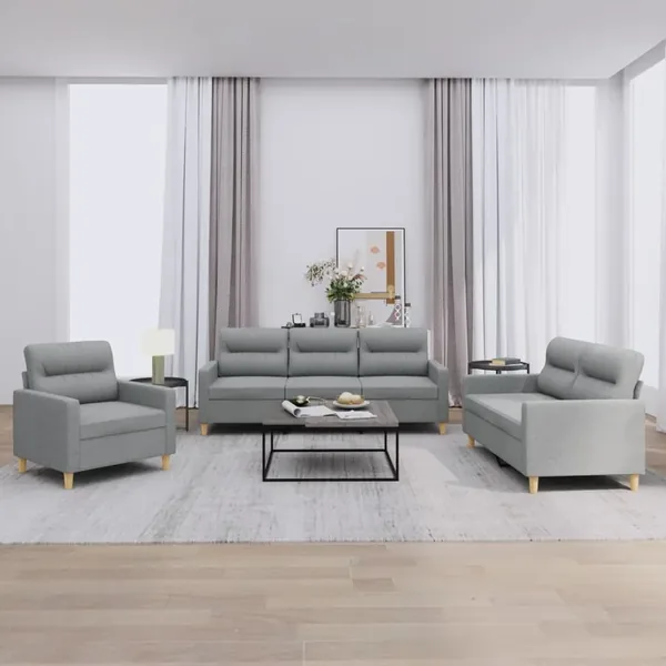 Ensemble de canapés 3 pcs avec coussins Gris clair Tissu