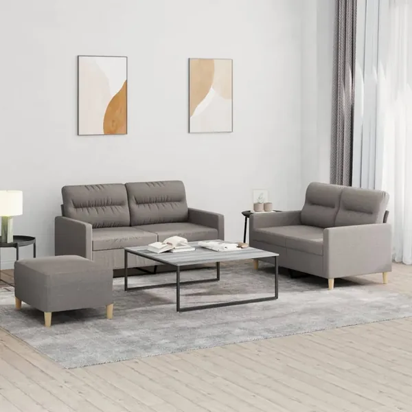 Ensemble de canapés 3 pcs avec coussins Taupe Tissu