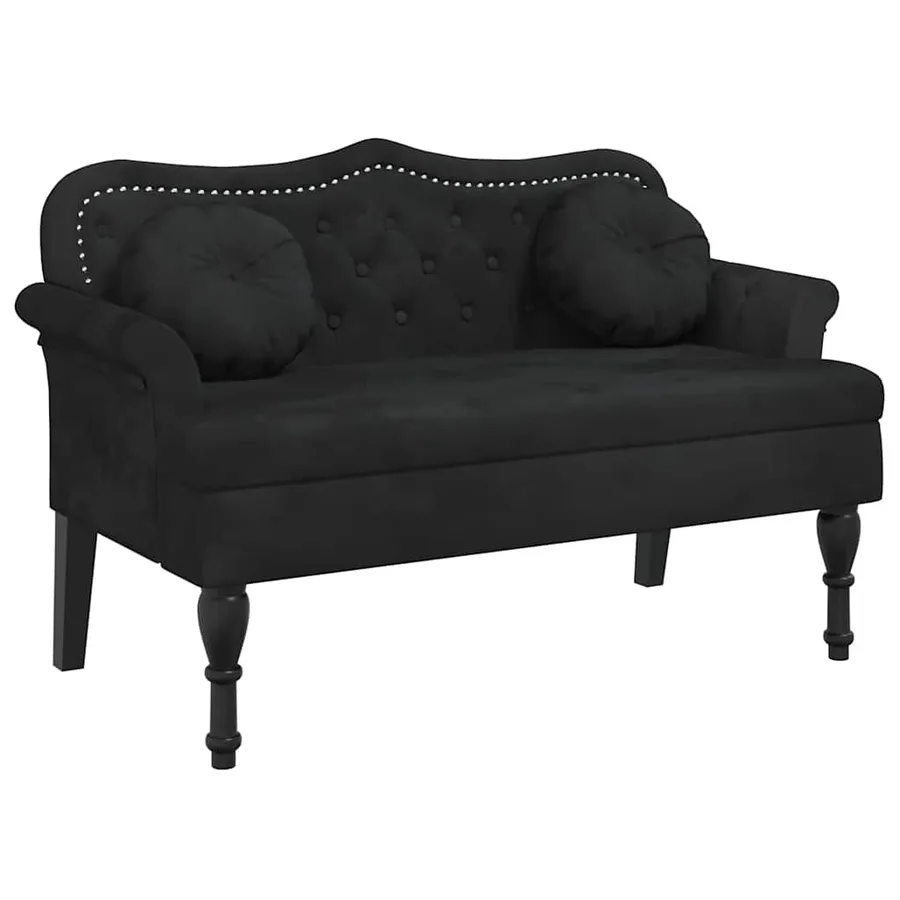 Banc avec coussins Noir 120,5x65x75 cm Velours - 2