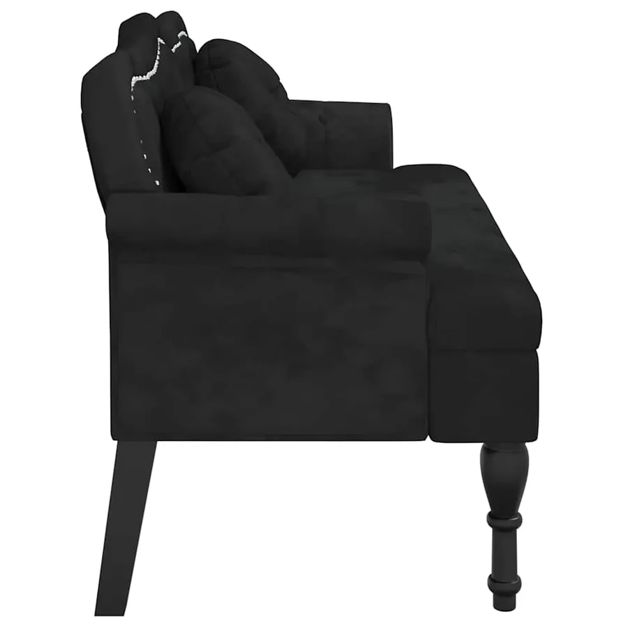 Banc avec coussins Noir 120,5x65x75 cm Velours - 4