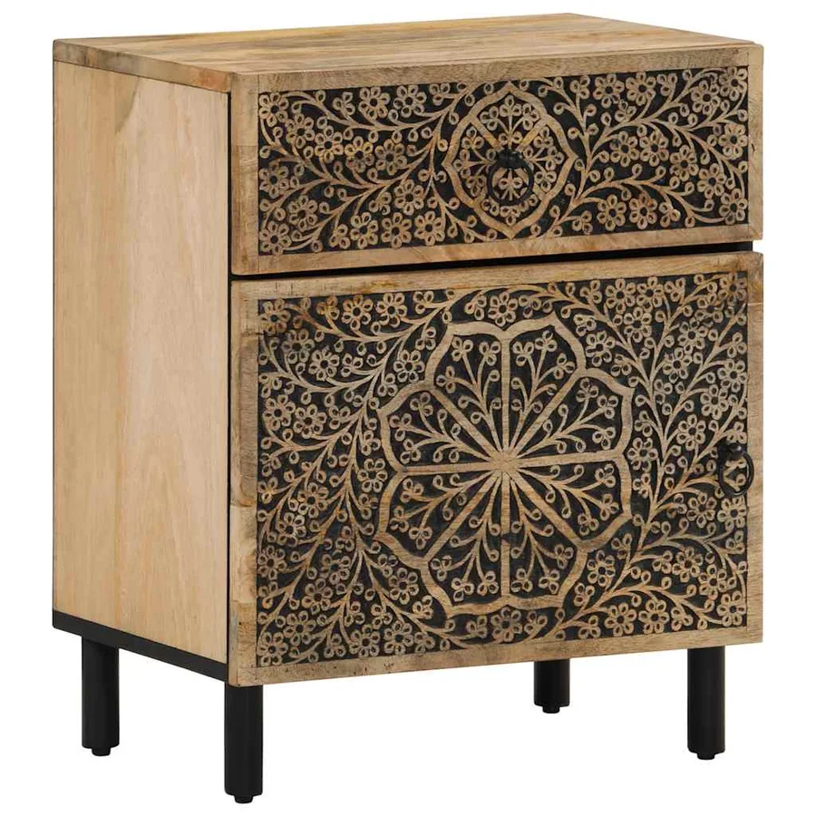 Table de chevet 50x33x60 cm bois de manguier massif - 2