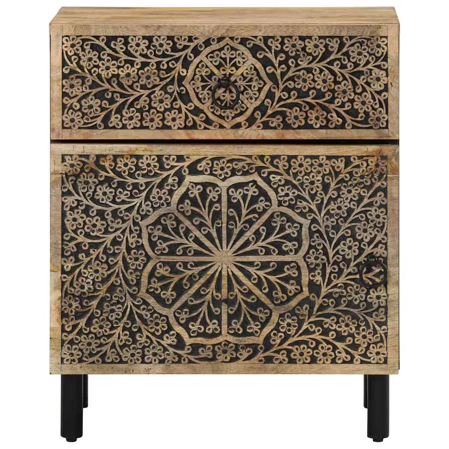 Table de chevet 50x33x60 cm bois de manguier massif - 5