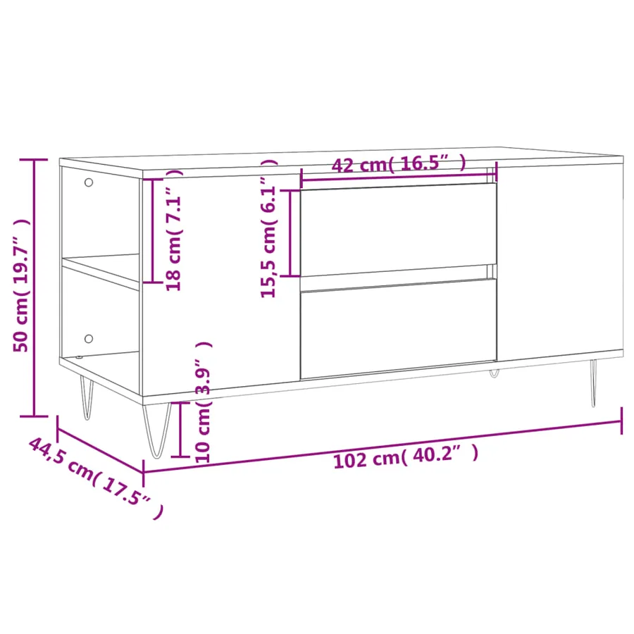 Table basse chêne sonoma 102x44,5x50 cm bois d'ingénierie - 11