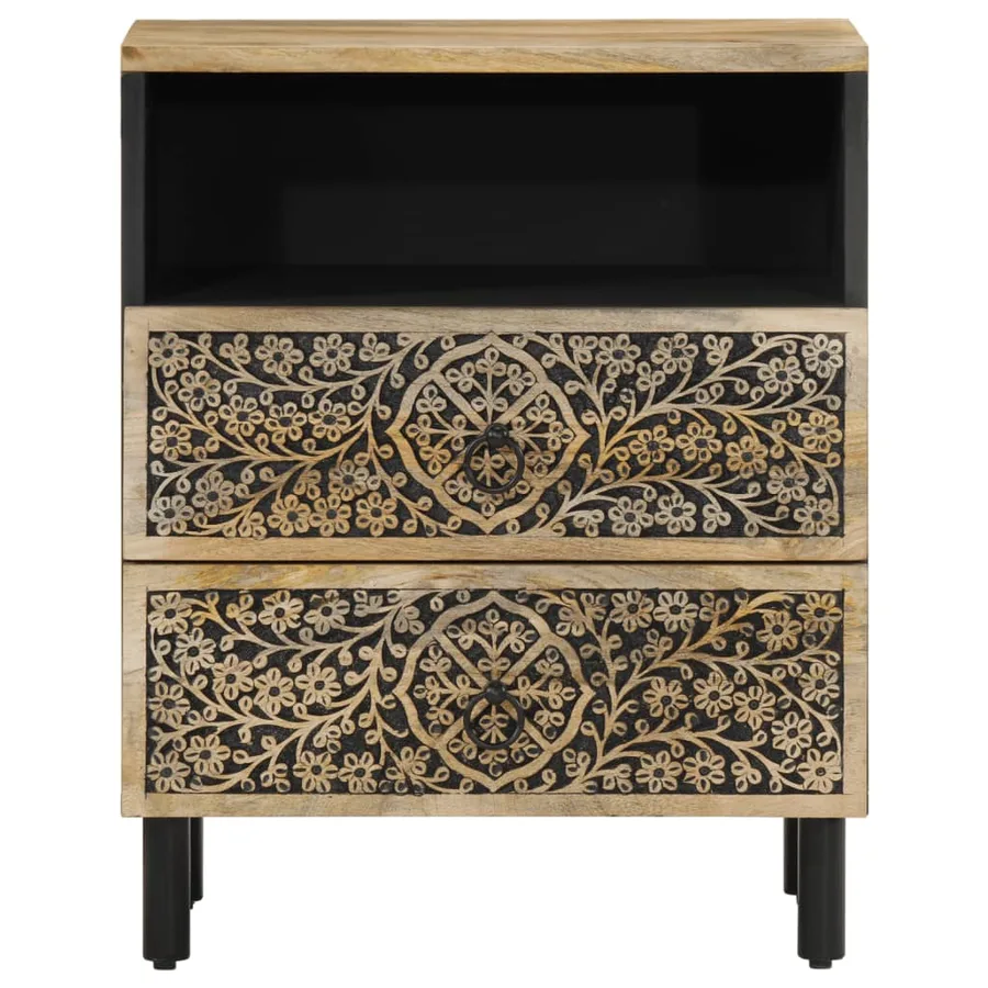 Table de chevet 50x33x60 cm bois de manguier massif - 5