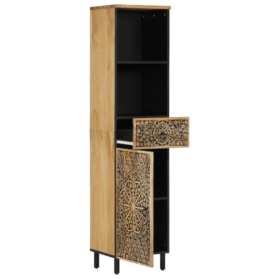 Armoire de salle de bain 38x33x160 cm bois massif de manguier - 2