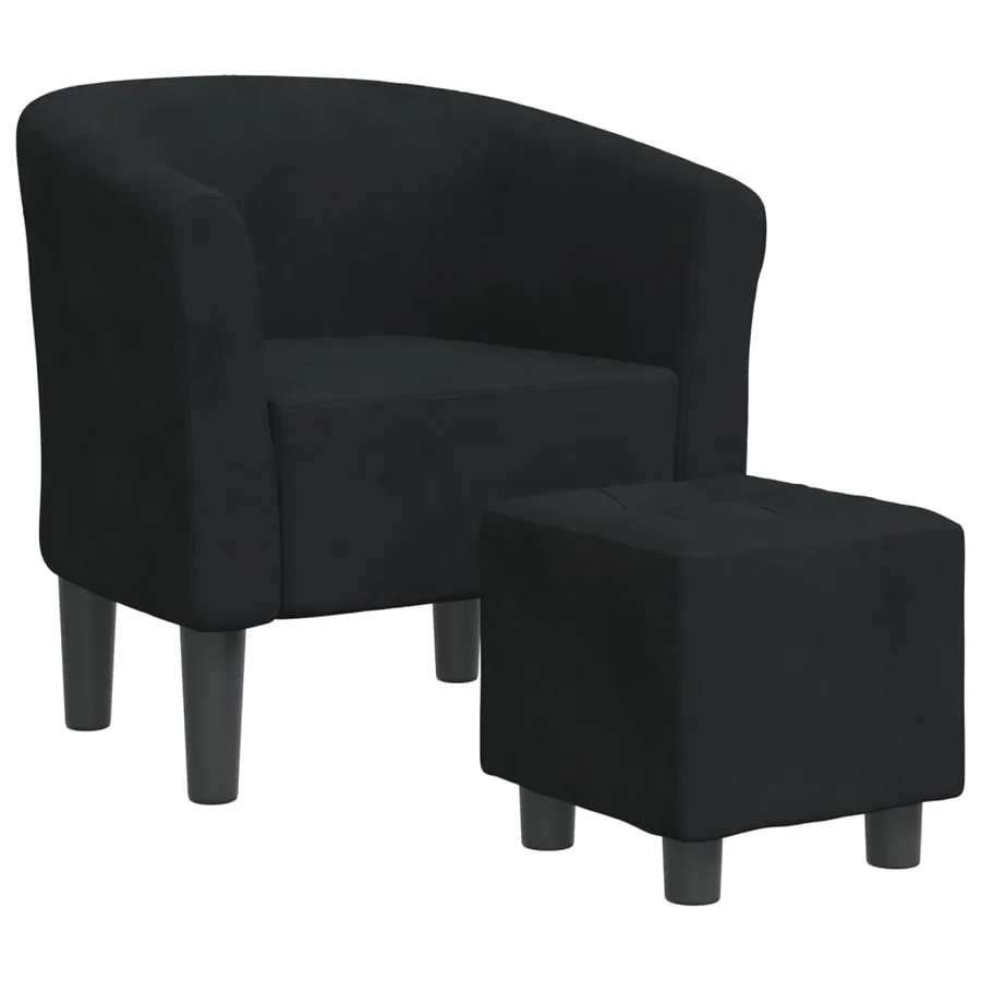 Chaise cabriolet avec repose-pied noir velours - 2