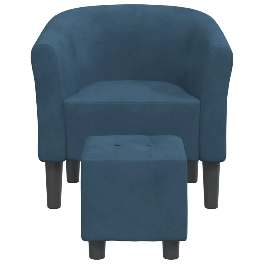 Chaise cabriolet avec repose-pied bleu foncé velours - 3